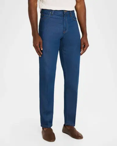 Emporio Armani Men's Medium-Wash Denim Straight-Leg Jeans | Thumbnail 4 Emporio Armani Men's Medium-Wash Denim Straight-Leg Jeans | Thumbnail 4