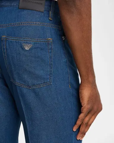 Emporio Armani Men's Medium-Wash Denim Straight-Leg Jeans | Thumbnail 5 Emporio Armani Men's Medium-Wash Denim Straight-Leg Jeans | Thumbnail 5
