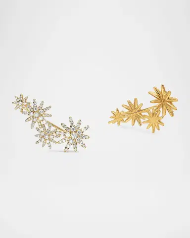 David Yurman Starburst Full Pave Climber Earrings with Diamonds in 18K Gold, 26mm | Thumbnail 3 David Yurman Starburst Full Pave Climber Earrings with Diamonds in 18K Gold, 26mm | Thumbnail 3