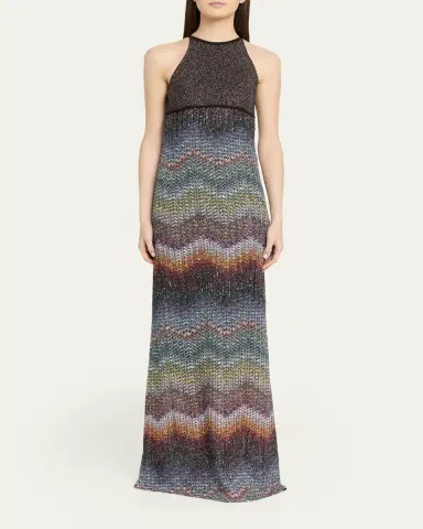 Missoni Sequin Wefted Loom Knit Halterneck Gown | Thumbnail 2 Missoni Sequin Wefted Loom Knit Halterneck Gown | Thumbnail 2
