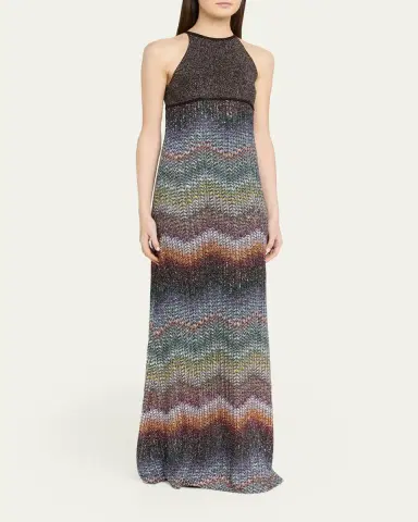 Missoni Sequin Wefted Loom Knit Halterneck Gown | Thumbnail 4 Missoni Sequin Wefted Loom Knit Halterneck Gown | Thumbnail 4