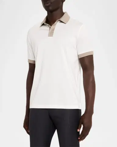 Emporio Armani Men 's Lyocell and Cotton Contrast-Trim Polo Shirt | Thumbnail 4 Emporio Armani Men 's Lyocell and Cotton Contrast-Trim Polo Shirt | Thumbnail 4