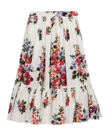 Dolce & Gabbana Girl 's Long Floral Poplin Skirt, Size 2-6 | Thumbnail 1 Dolce & Gabbana Girl 's Long Floral Poplin Skirt, Size 2-6 | Thumbnail 1