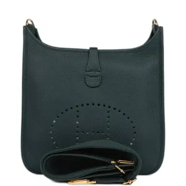 HERMÈS Hermes Evelyne III PM Vert Cypress Clemence Gold Hardware | Thumbnail 1 HERMÈS Hermes Evelyne III PM Vert Cypress Clemence Gold Hardware | Thumbnail 1