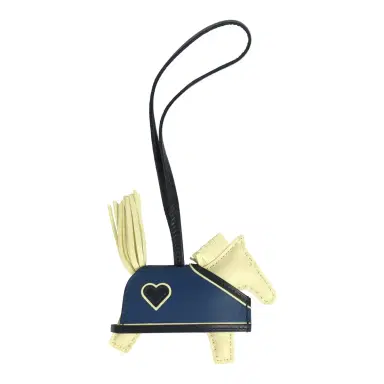 HERMÈS Hermes Rodeo Robeo Coeur Charm PM Jaune Milton, Bleu Nuit and Bleu Tie Milo Lambskin | Thumbnail 2 HERMÈS Hermes Rodeo Robeo Coeur Charm PM Jaune Milton, Bleu Nuit and Bleu Tie Milo Lambskin | Thumbnail 2