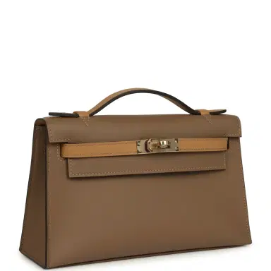 HERMÈS Hermes Special Order (HSS) Kelly Pochette Beige De Weimar and Biscuit Swift Permabrass Hardware | Thumbnail 2 HERMÈS Hermes Special Order (HSS) Kelly Pochette Beige De Weimar and Biscuit Swift Permabrass Hardware | Thumbnail 2
