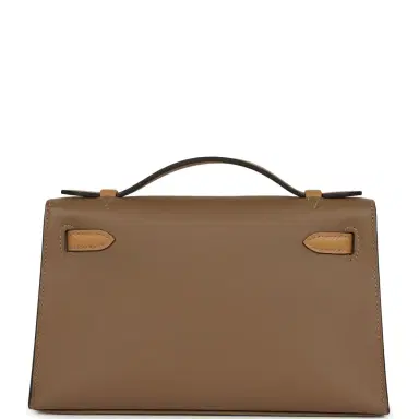 HERMÈS Hermes Special Order (HSS) Kelly Pochette Beige De Weimar and Biscuit Swift Permabrass Hardware | Thumbnail 4 HERMÈS Hermes Special Order (HSS) Kelly Pochette Beige De Weimar and Biscuit Swift Permabrass Hardware | Thumbnail 4