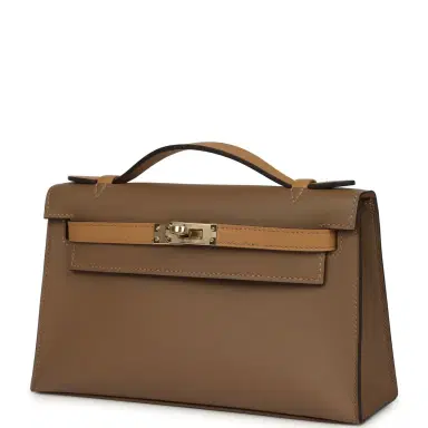 HERMÈS Hermes Special Order (HSS) Kelly Pochette Beige De Weimar and Biscuit Swift Permabrass Hardware | Thumbnail 5 HERMÈS Hermes Special Order (HSS) Kelly Pochette Beige De Weimar and Biscuit Swift Permabrass Hardware | Thumbnail 5