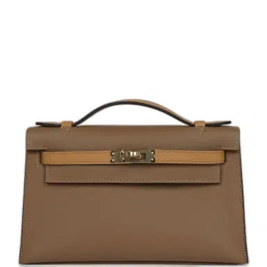 HERMÈS Hermes Special Order (HSS) Kelly Pochette Beige De Weimar and Biscuit Swift Permabrass Hardware | Thumbnail 1 HERMÈS Hermes Special Order (HSS) Kelly Pochette Beige De Weimar and Biscuit Swift Permabrass Hardware | Thumbnail 1