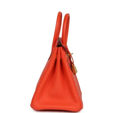 HERMÈS Pre-owned Hermes Birkin 25 Orange Poppy Togo Gold Hardware | Thumbnail 3 HERMÈS Pre-owned Hermes Birkin 25 Orange Poppy Togo Gold Hardware | Thumbnail 3
