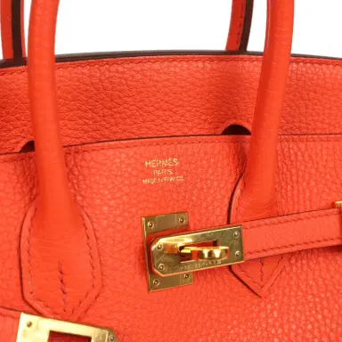 HERMÈS Pre-owned Hermes Birkin 25 Orange Poppy Togo Gold Hardware | Thumbnail 7 HERMÈS Pre-owned Hermes Birkin 25 Orange Poppy Togo Gold Hardware | Thumbnail 7