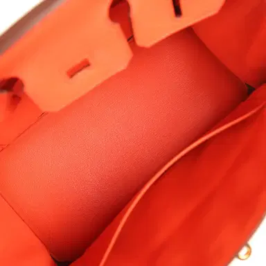 HERMÈS Pre-owned Hermes Birkin 25 Orange Poppy Togo Gold Hardware | Thumbnail 8 HERMÈS Pre-owned Hermes Birkin 25 Orange Poppy Togo Gold Hardware | Thumbnail 8