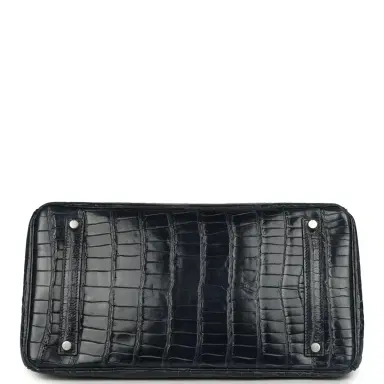 HERMÈS Pre-owned Hermes Birkin 35 Bleu Abysse Shiny Porosus Crocodile Palladium Hardware | Thumbnail 6 HERMÈS Pre-owned Hermes Birkin 35 Bleu Abysse Shiny Porosus Crocodile Palladium Hardware | Thumbnail 6