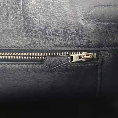 HERMÈS Pre-owned Hermes Birkin 35 Bleu Abysse Shiny Porosus Crocodile Palladium Hardware | Thumbnail 9 HERMÈS Pre-owned Hermes Birkin 35 Bleu Abysse Shiny Porosus Crocodile Palladium Hardware | Thumbnail 9