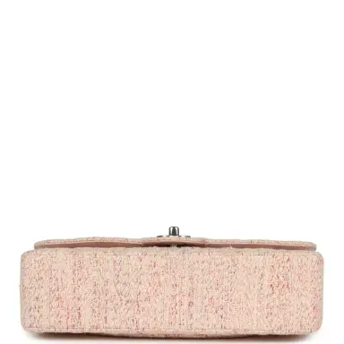 Chanel Vintage Chanel Medium Classic Double Flap Bag Light Pink and White Tweed Silver Hardware | Thumbnail 6 Chanel Vintage Chanel Medium Classic Double Flap Bag Light Pink and White Tweed Silver Hardware | Thumbnail 6