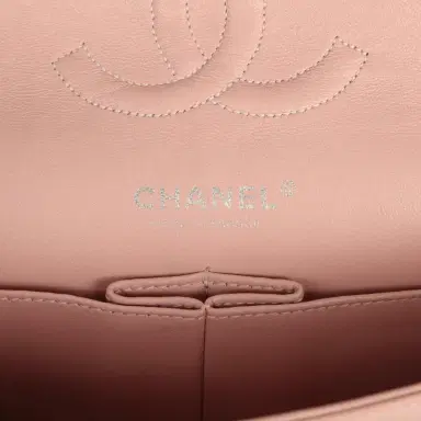 Chanel Vintage Chanel Medium Classic Double Flap Bag Light Pink and White Tweed Silver Hardware | Thumbnail 8 Chanel Vintage Chanel Medium Classic Double Flap Bag Light Pink and White Tweed Silver Hardware | Thumbnail 8