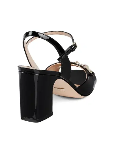 Gucci Women's Lady 7MM Patent Leather Horsebit Sandals - Nero | Thumbnail 3 Gucci Women's Lady 7MM Patent Leather Horsebit Sandals - Nero | Thumbnail 3