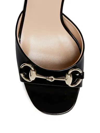 Gucci Women's Lady 7MM Patent Leather Horsebit Sandals - Nero | Thumbnail 4 Gucci Women's Lady 7MM Patent Leather Horsebit Sandals - Nero | Thumbnail 4