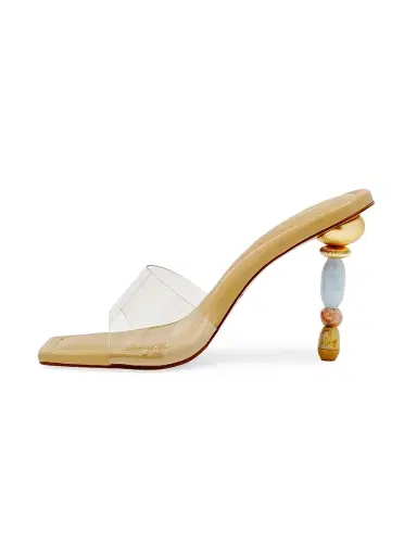 Cult Gaia Women's Mahina 100MM Beaded-Heel Leather Sandals - Clear Bauble Multi - Size 10.5 | Thumbnail 4 Cult Gaia Women's Mahina 100MM Beaded-Heel Leather Sandals - Clear Bauble Multi - Size 10.5 | Thumbnail 4