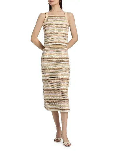 dh New York Women's Sacha Stripe Crochet Cotton Midi-Skirt - Sunbleach Combo | Thumbnail 2 dh New York Women's Sacha Stripe Crochet Cotton Midi-Skirt - Sunbleach Combo | Thumbnail 2