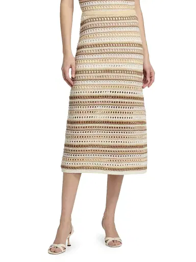 dh New York Women's Sacha Stripe Crochet Cotton Midi-Skirt - Sunbleach Combo | Thumbnail 3 dh New York Women's Sacha Stripe Crochet Cotton Midi-Skirt - Sunbleach Combo | Thumbnail 3
