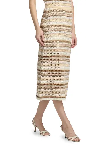 dh New York Women's Sacha Stripe Crochet Cotton Midi-Skirt - Sunbleach Combo | Thumbnail 4 dh New York Women's Sacha Stripe Crochet Cotton Midi-Skirt - Sunbleach Combo | Thumbnail 4