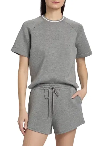 dh New York Women's Tammy Crewneck Top - Hather Grey Combo | Thumbnail 3 dh New York Women's Tammy Crewneck Top - Hather Grey Combo | Thumbnail 3