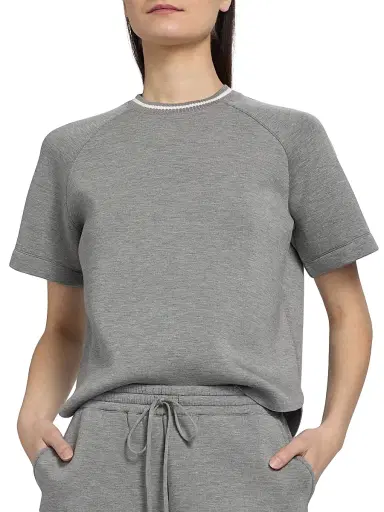 dh New York Women's Tammy Crewneck Top - Hather Grey Combo | Thumbnail 6 dh New York Women's Tammy Crewneck Top - Hather Grey Combo | Thumbnail 6