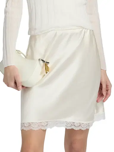 dh New York Women's Candice Satin Lace-Hem Miniskirt | Thumbnail 3 dh New York Women's Candice Satin Lace-Hem Miniskirt | Thumbnail 3