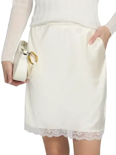 dh New York Women's Candice Satin Lace-Hem Miniskirt | Thumbnail 6 dh New York Women's Candice Satin Lace-Hem Miniskirt | Thumbnail 6