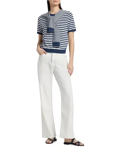 dh New York Women's Joan Striped Tie Blouse - Indigo Combo | Thumbnail 2 dh New York Women's Joan Striped Tie Blouse - Indigo Combo | Thumbnail 2