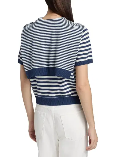 dh New York Women's Joan Striped Tie Blouse - Indigo Combo | Thumbnail 5 dh New York Women's Joan Striped Tie Blouse - Indigo Combo | Thumbnail 5