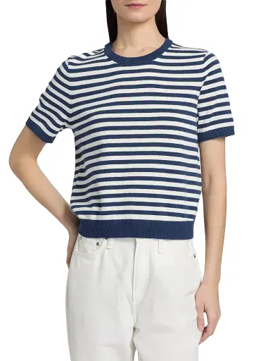 dh New York Women's Joan Striped Tie Blouse - Indigo Combo | Thumbnail 6 dh New York Women's Joan Striped Tie Blouse - Indigo Combo | Thumbnail 6