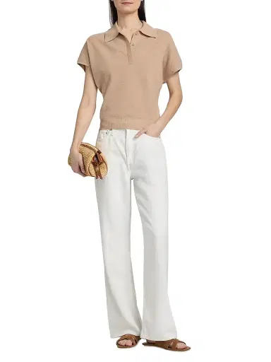 dh New York Women's Dasha Cotton-Cashmere Polo Top | Thumbnail 2 dh New York Women's Dasha Cotton-Cashmere Polo Top | Thumbnail 2