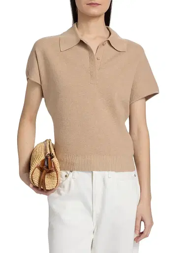 dh New York Women's Dasha Cotton-Cashmere Polo Top | Thumbnail 3 dh New York Women's Dasha Cotton-Cashmere Polo Top | Thumbnail 3