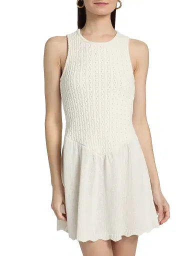 dh New York Women's Kylie Cable-Knit Minidress - White - Size Large | Thumbnail 3 dh New York Women's Kylie Cable-Knit Minidress - White - Size Large | Thumbnail 3