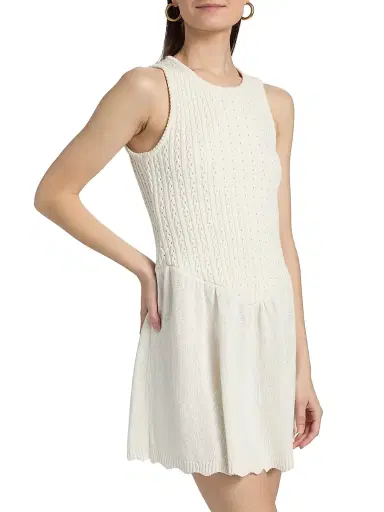 dh New York Women's Kylie Cable-Knit Minidress - White - Size Large | Thumbnail 4 dh New York Women's Kylie Cable-Knit Minidress - White - Size Large | Thumbnail 4