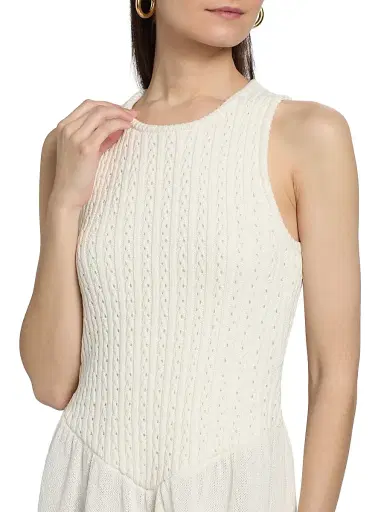 dh New York Women's Kylie Cable-Knit Minidress - White - Size Large | Thumbnail 6 dh New York Women's Kylie Cable-Knit Minidress - White - Size Large | Thumbnail 6