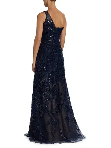 Rene Ruiz Collection Women's Embellished Tulle One-Shoulder A-Line Gown - Navy | Thumbnail 5 Rene Ruiz Collection Women's Embellished Tulle One-Shoulder A-Line Gown - Navy | Thumbnail 5