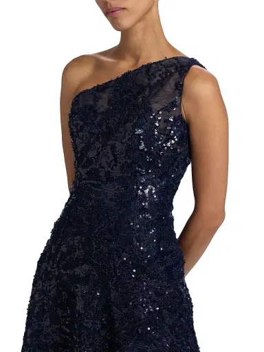 Rene Ruiz Collection Women's Embellished Tulle One-Shoulder A-Line Gown - Navy | Thumbnail 6 Rene Ruiz Collection Women's Embellished Tulle One-Shoulder A-Line Gown - Navy | Thumbnail 6