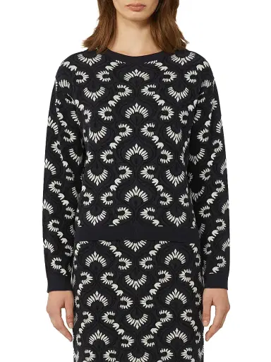 Weekend Max Mara Women's Jacquard Viscose Sweater - Black | Thumbnail 2 Weekend Max Mara Women's Jacquard Viscose Sweater - Black | Thumbnail 2