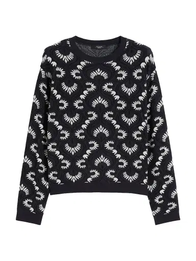 Weekend Max Mara Women's Jacquard Viscose Sweater - Black | Thumbnail 1 Weekend Max Mara Women's Jacquard Viscose Sweater - Black | Thumbnail 1