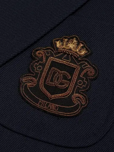 Dolce & Gabbana Men's Collegiate Logo Wool Double-Breasted Blazer - Blu Scurissimo | Thumbnail 7 Dolce & Gabbana Men's Collegiate Logo Wool Double-Breasted Blazer - Blu Scurissimo | Thumbnail 7