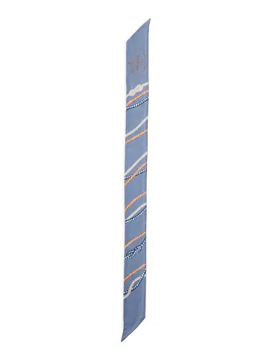Prada Women's Printed Silk Twill Skinny Scarf - Blue | Thumbnail 2 Prada Women's Printed Silk Twill Skinny Scarf - Blue | Thumbnail 2