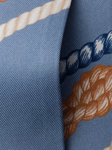 Prada Women's Printed Silk Twill Skinny Scarf - Blue | Thumbnail 3 Prada Women's Printed Silk Twill Skinny Scarf - Blue | Thumbnail 3