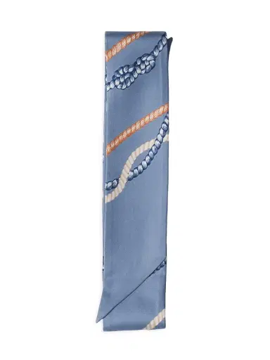 Prada Women's Printed Silk Twill Skinny Scarf - Blue | Thumbnail 1 Prada Women's Printed Silk Twill Skinny Scarf - Blue | Thumbnail 1