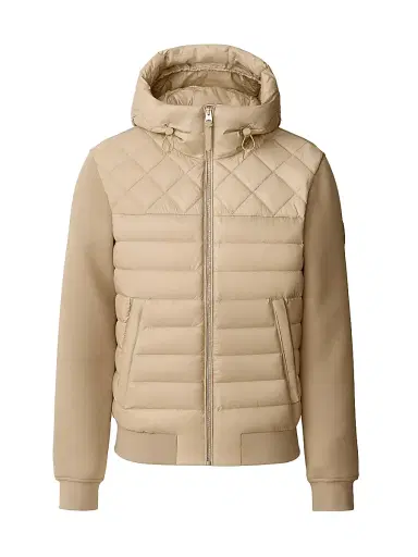 Mackage Men's Fletcher Mixed-Media Down Jacket - Light Camel | Thumbnail 1 Mackage Men's Fletcher Mixed-Media Down Jacket - Light Camel | Thumbnail 1
