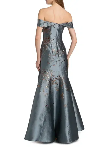 Rene Ruiz Collection Women's Floral Brocade Off-The-Shoulder A-Line Gown - Blue | Thumbnail 5 Rene Ruiz Collection Women's Floral Brocade Off-The-Shoulder A-Line Gown - Blue | Thumbnail 5