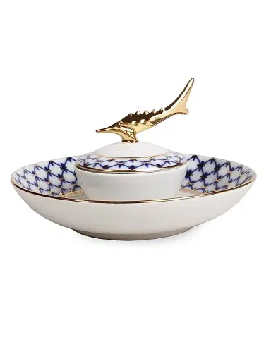 Imperial Porcelain Cobalt Net Caviar Dish | Thumbnail 1 Imperial Porcelain Cobalt Net Caviar Dish | Thumbnail 1
