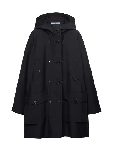 Prada Women's Single-Breasted Kid Mohair and Nylon Coat - Blue - Size 8 | Thumbnail 1 Prada Women's Single-Breasted Kid Mohair and Nylon Coat - Blue - Size 8 | Thumbnail 1